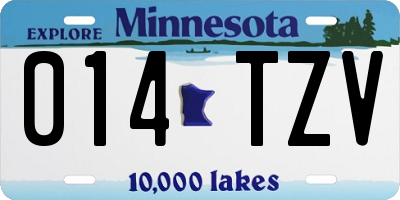 MN license plate 014TZV
