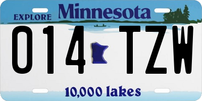 MN license plate 014TZW