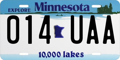 MN license plate 014UAA