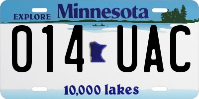 MN license plate 014UAC
