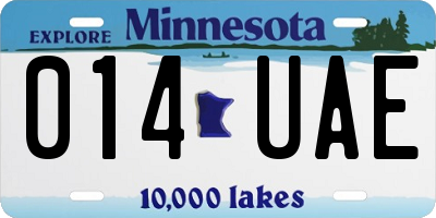 MN license plate 014UAE