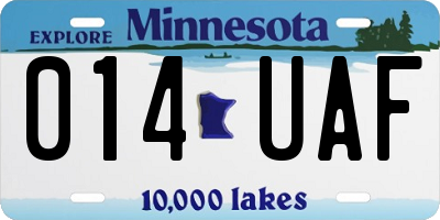 MN license plate 014UAF