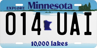 MN license plate 014UAI