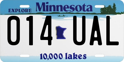 MN license plate 014UAL