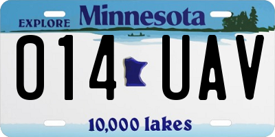 MN license plate 014UAV