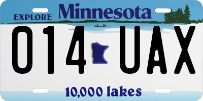 MN license plate 014UAX