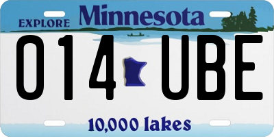 MN license plate 014UBE