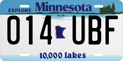MN license plate 014UBF