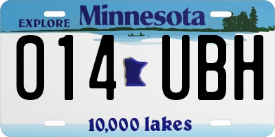 MN license plate 014UBH