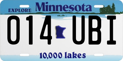 MN license plate 014UBI