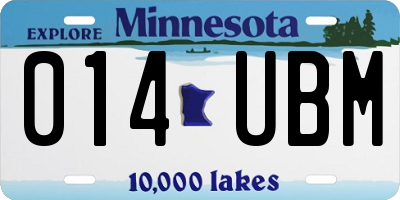 MN license plate 014UBM