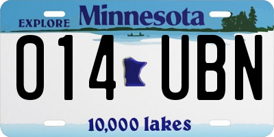 MN license plate 014UBN