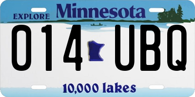 MN license plate 014UBQ