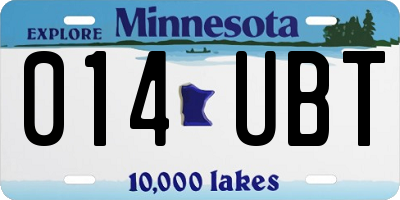 MN license plate 014UBT