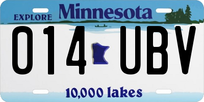 MN license plate 014UBV
