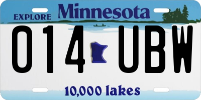 MN license plate 014UBW