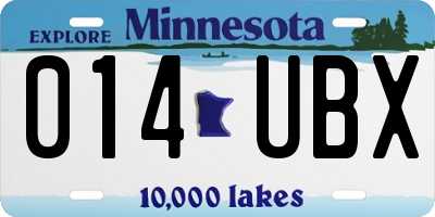 MN license plate 014UBX