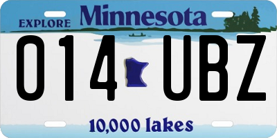 MN license plate 014UBZ