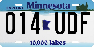 MN license plate 014UDF