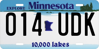 MN license plate 014UDK