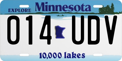 MN license plate 014UDV