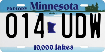 MN license plate 014UDW