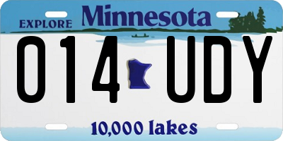 MN license plate 014UDY