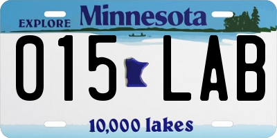 MN license plate 015LAB