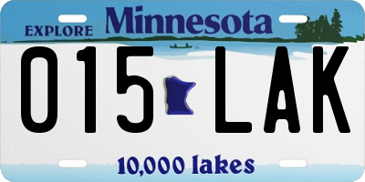 MN license plate 015LAK