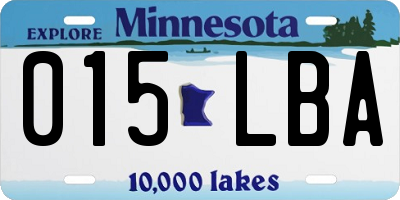 MN license plate 015LBA