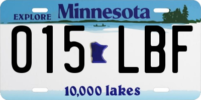 MN license plate 015LBF