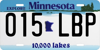 MN license plate 015LBP