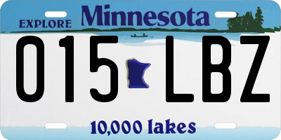 MN license plate 015LBZ