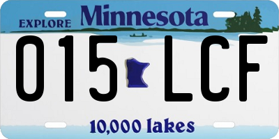 MN license plate 015LCF
