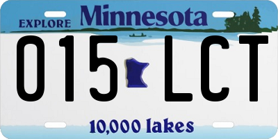 MN license plate 015LCT