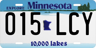 MN license plate 015LCY