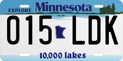 MN license plate 015LDK