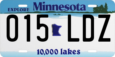 MN license plate 015LDZ