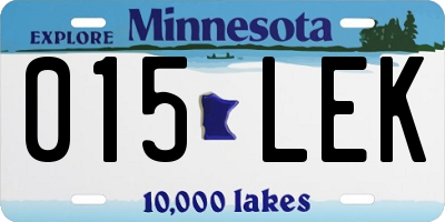 MN license plate 015LEK