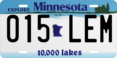 MN license plate 015LEM