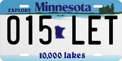 MN license plate 015LET