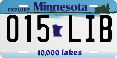 MN license plate 015LIB