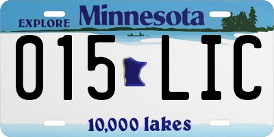 MN license plate 015LIC