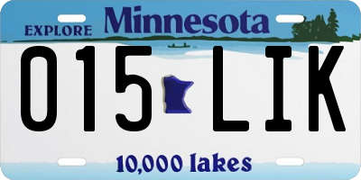 MN license plate 015LIK