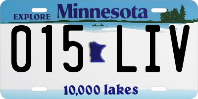 MN license plate 015LIV