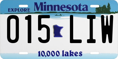 MN license plate 015LIW