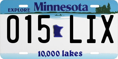 MN license plate 015LIX