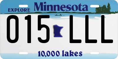 MN license plate 015LLL
