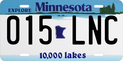 MN license plate 015LNC