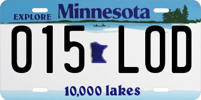 MN license plate 015LOD